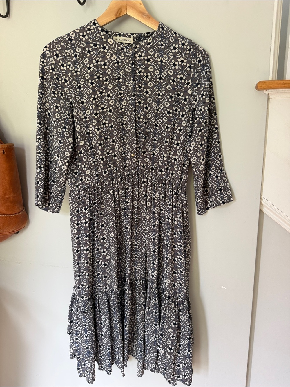 Ulla Johnson Women's grey, Black & White Printed Midi Dress